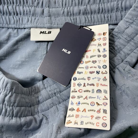 MLB Flare Pants LA Dodgers Women’s S Blue Embossed Knit Elastic Drawstring NEW - Picture 6 of 10